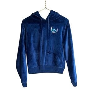 Blue Fuzzy Stitch Embroidered Hoodie Juniors XL